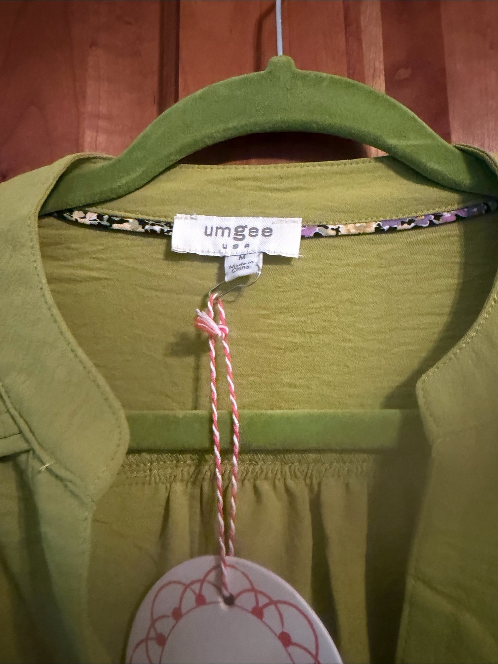 Umgee Bright Lime Green Ruffle Sleeve V-Neck Blouse - Picture 3 of 4